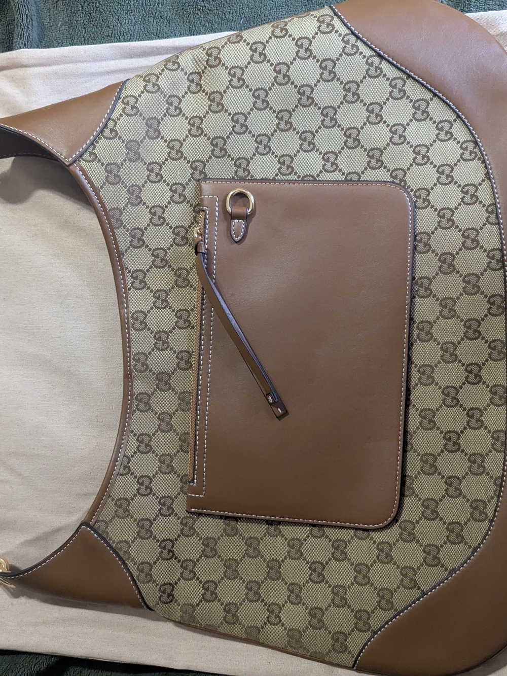 Brown GG Canvas Shoulder Bag with Leather Trim - Picture 4 of 5
